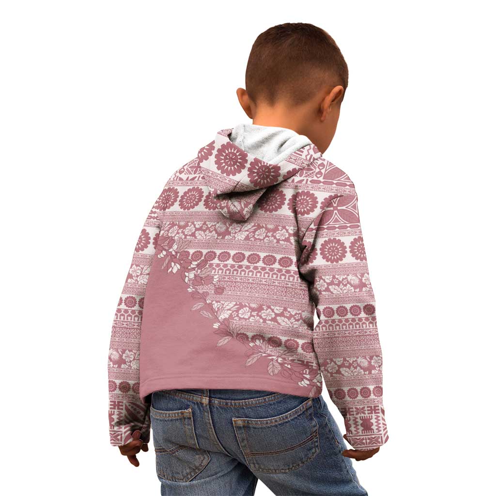 Fiji Marau na Kerisimasi Kid Hoodie Dusty Rose Tagimoucia Tapa Masi Tribal - Polynesian Pride