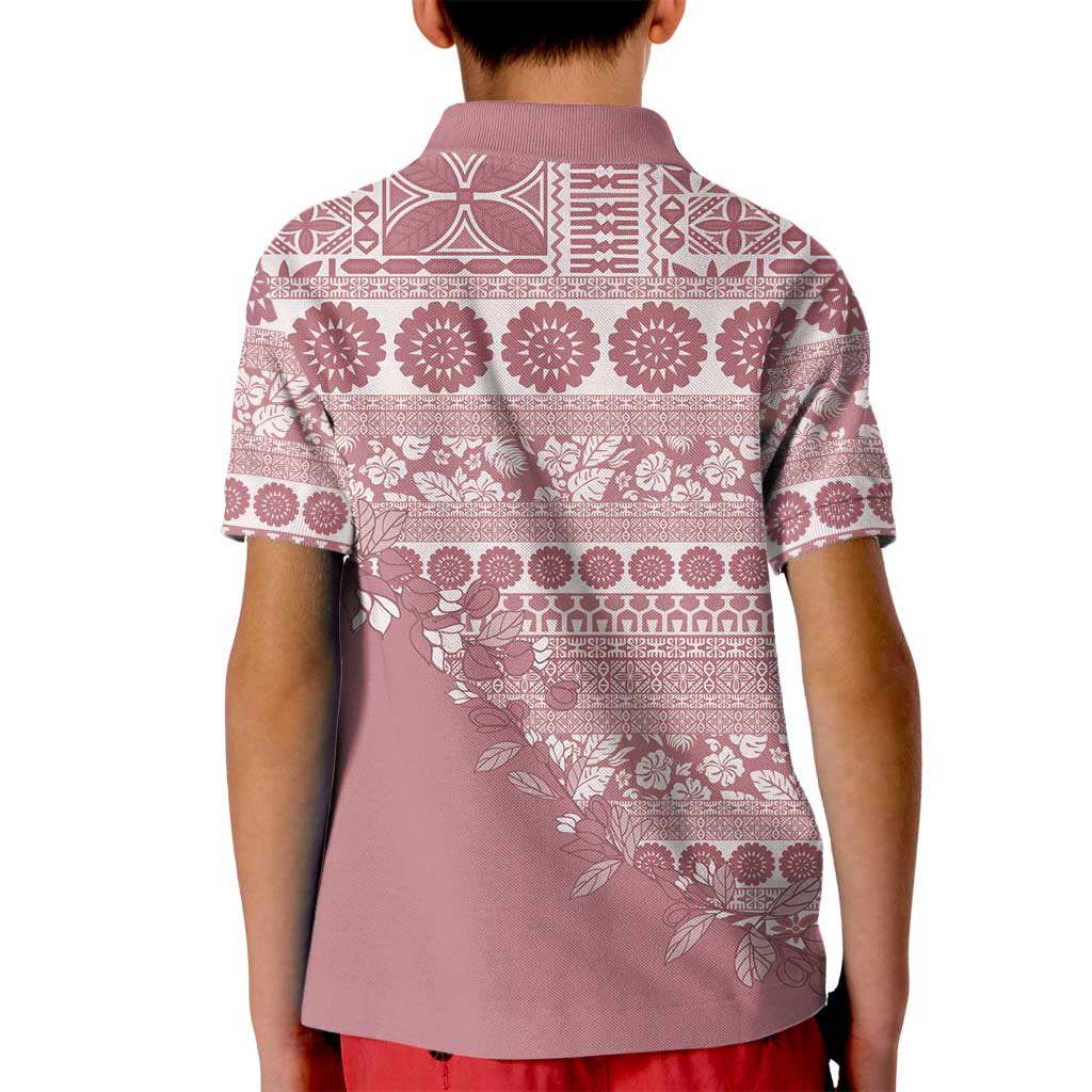 Fiji Marau na Kerisimasi Kid Polo Shirt Dusty Rose Tagimoucia Tapa Masi Tribal - Polynesian Pride