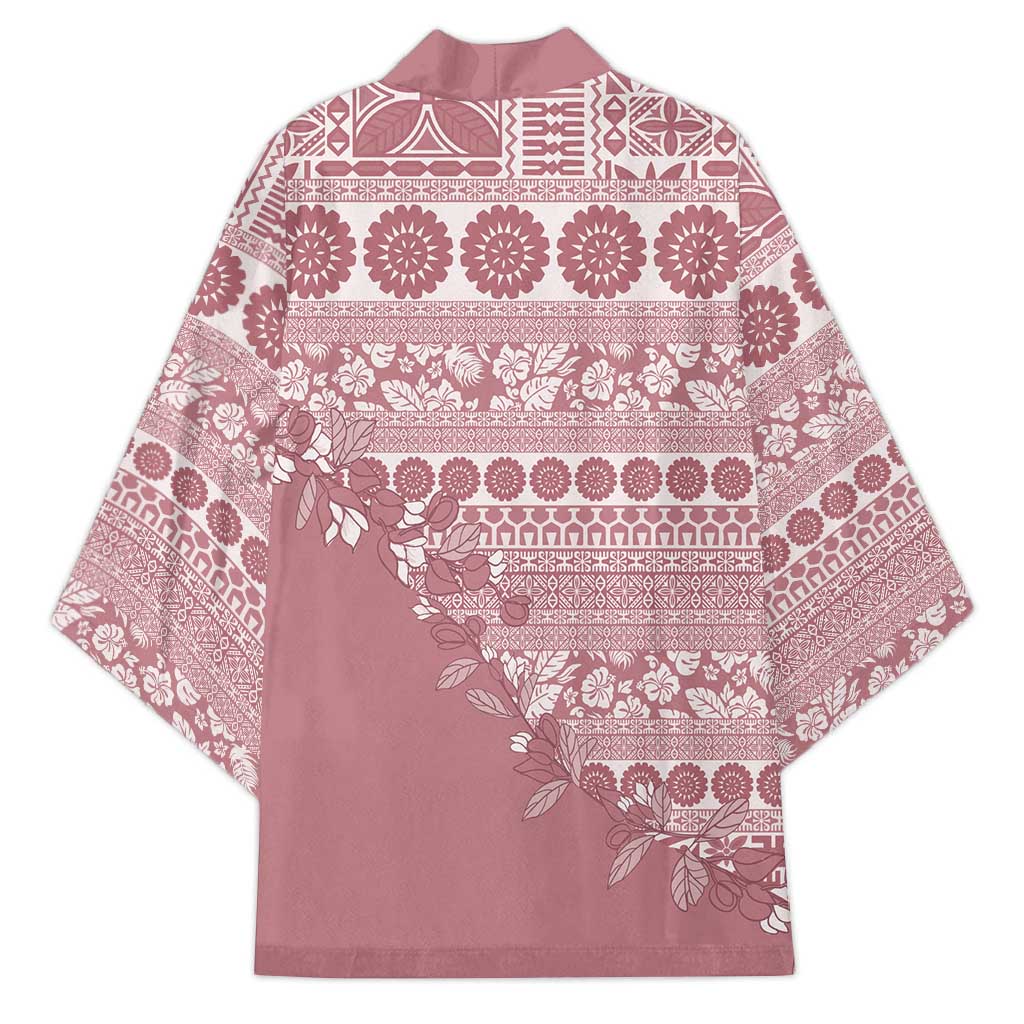 Fiji Marau na Kerisimasi Kimono Dusty Rose Tagimoucia Tapa Masi Tribal - Polynesian Pride