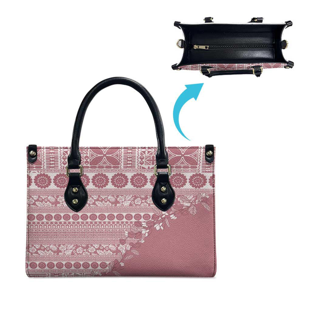 Fiji Marau na Kerisimasi Leather Bag Dusty Rose Tagimoucia Tapa Masi Tribal - Polynesian Pride