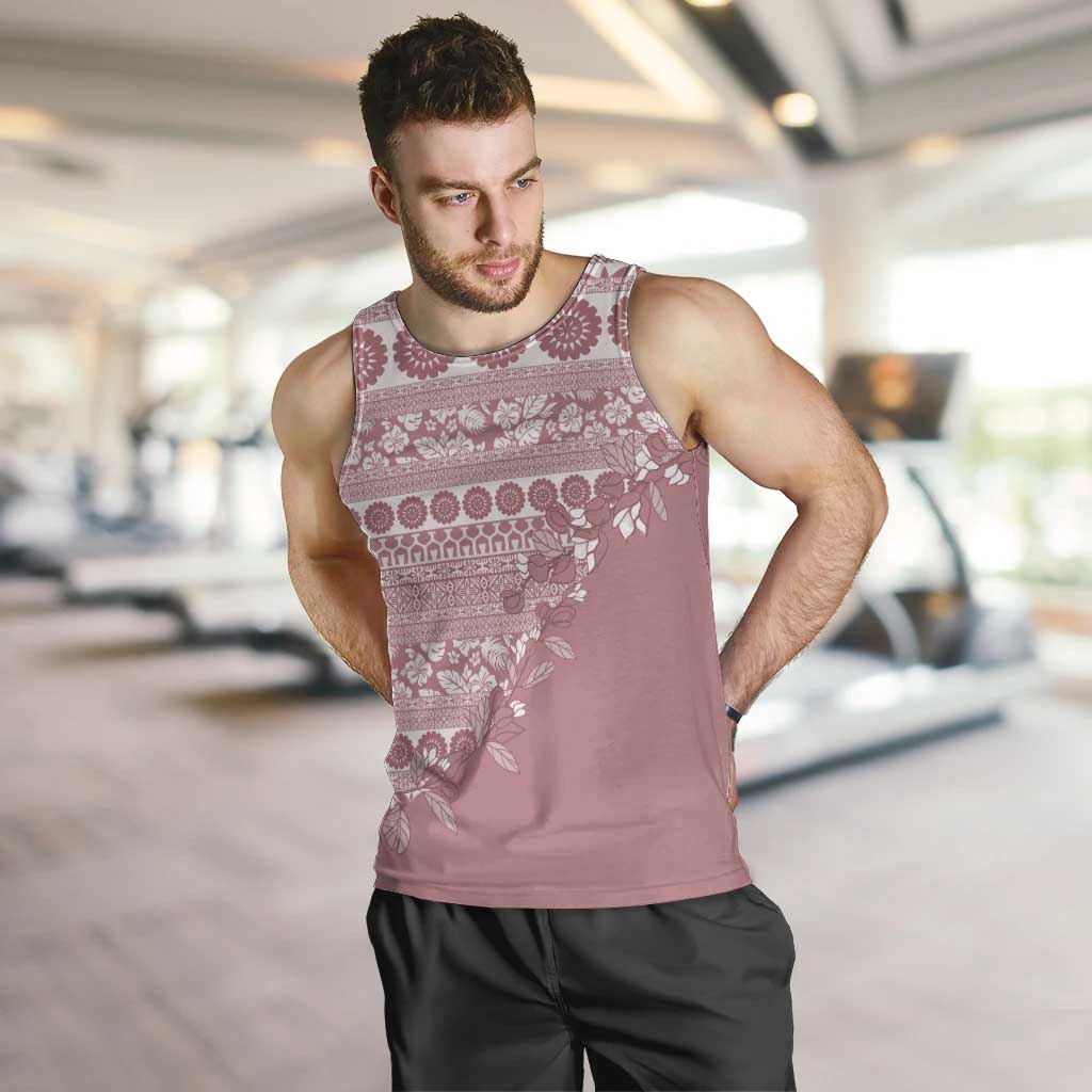 Fiji Marau na Kerisimasi Men Tank Top Dusty Rose Tagimoucia Tapa Masi Tribal LT9 Pink - Polynesian Pride