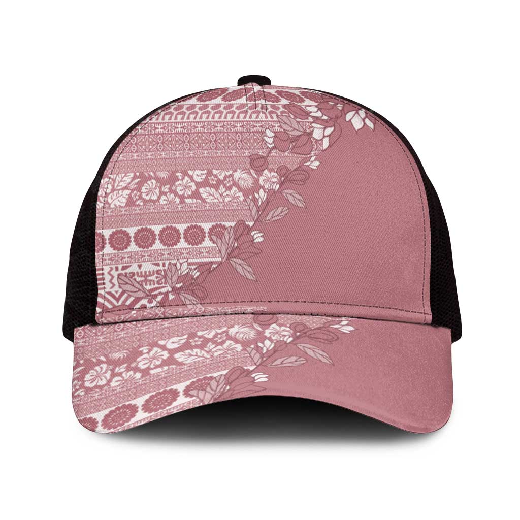 Fiji Marau na Kerisimasi Mesh Trucker Cap Dusty Rose Tagimoucia Tapa Masi Tribal - Polynesian Pride