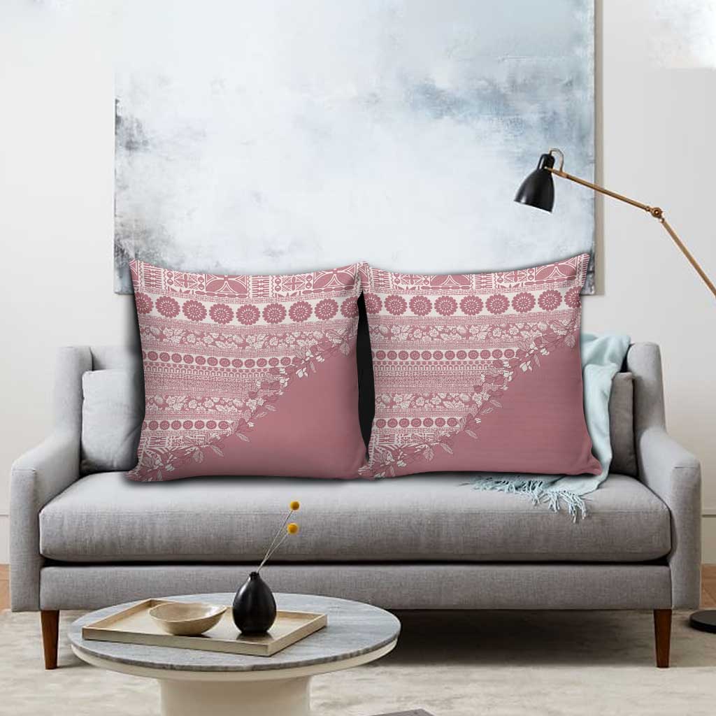 Fiji Marau na Kerisimasi Pillow Cover Dusty Rose Tagimoucia Tapa Masi Tribal - Polynesian Pride
