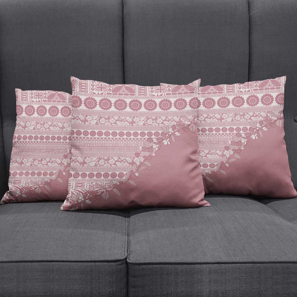 Fiji Marau na Kerisimasi Pillow Cover Dusty Rose Tagimoucia Tapa Masi Tribal - Polynesian Pride