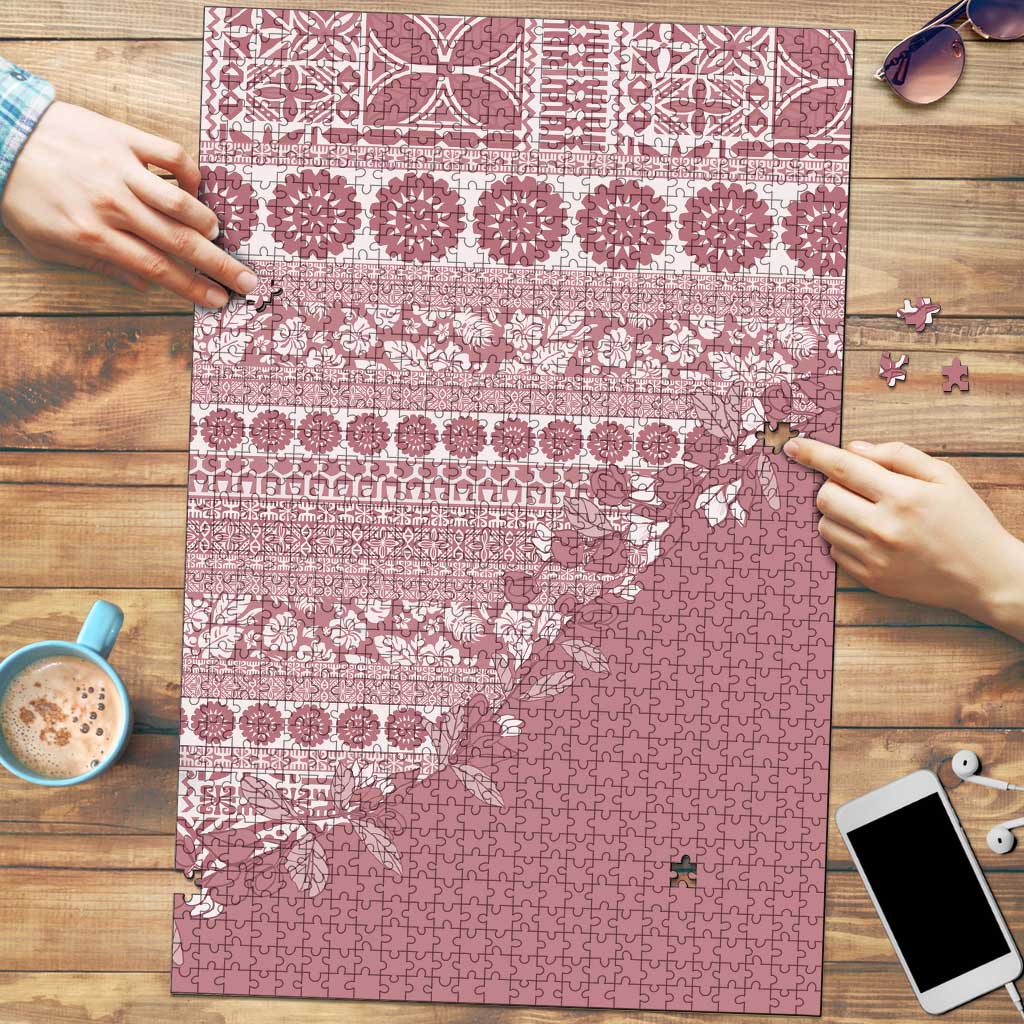 Fiji Marau na Kerisimasi Puzzle Dusty Rose Tagimoucia Tapa Masi Tribal LT9 Pink - Polynesian Pride
