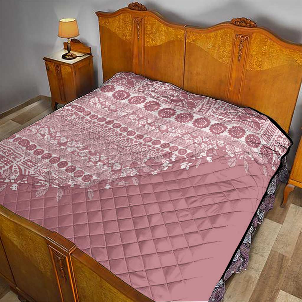 Fiji Marau na Kerisimasi Quilt Dusty Rose Tagimoucia Tapa Masi Tribal - Polynesian Pride