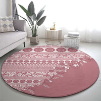 Fiji Marau na Kerisimasi Round Carpet Dusty Rose Tagimoucia Tapa Masi Tribal - Polynesian Pride