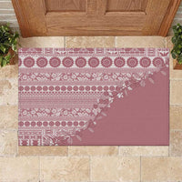 Fiji Marau na Kerisimasi Rubber Doormat Dusty Rose Tagimoucia Tapa Masi Tribal LT9 Pink - Polynesian Pride