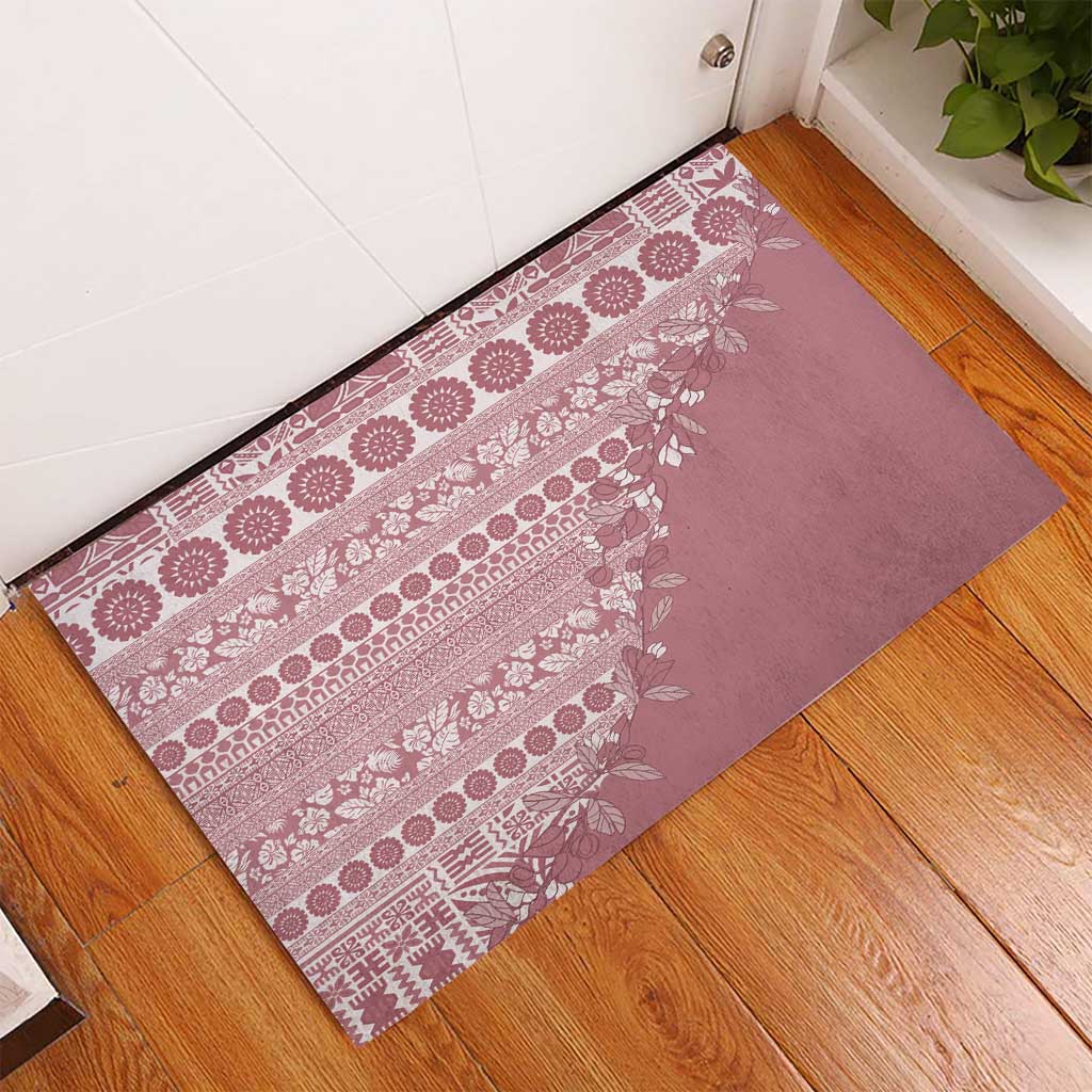 Fiji Marau na Kerisimasi Rubber Doormat Dusty Rose Tagimoucia Tapa Masi Tribal LT9 - Polynesian Pride