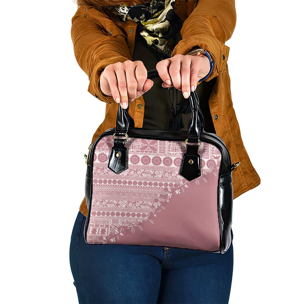 Fiji Marau na Kerisimasi Shoulder Handbag Dusty Rose Tagimoucia Tapa Masi Tribal LT9 One Size Pink - Polynesian Pride