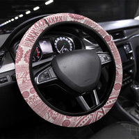 Fiji Marau na Kerisimasi Steering Wheel Cover Dusty Rose Tagimoucia Tapa Masi Tribal LT9 Universal Fit Pink - Polynesian Pride