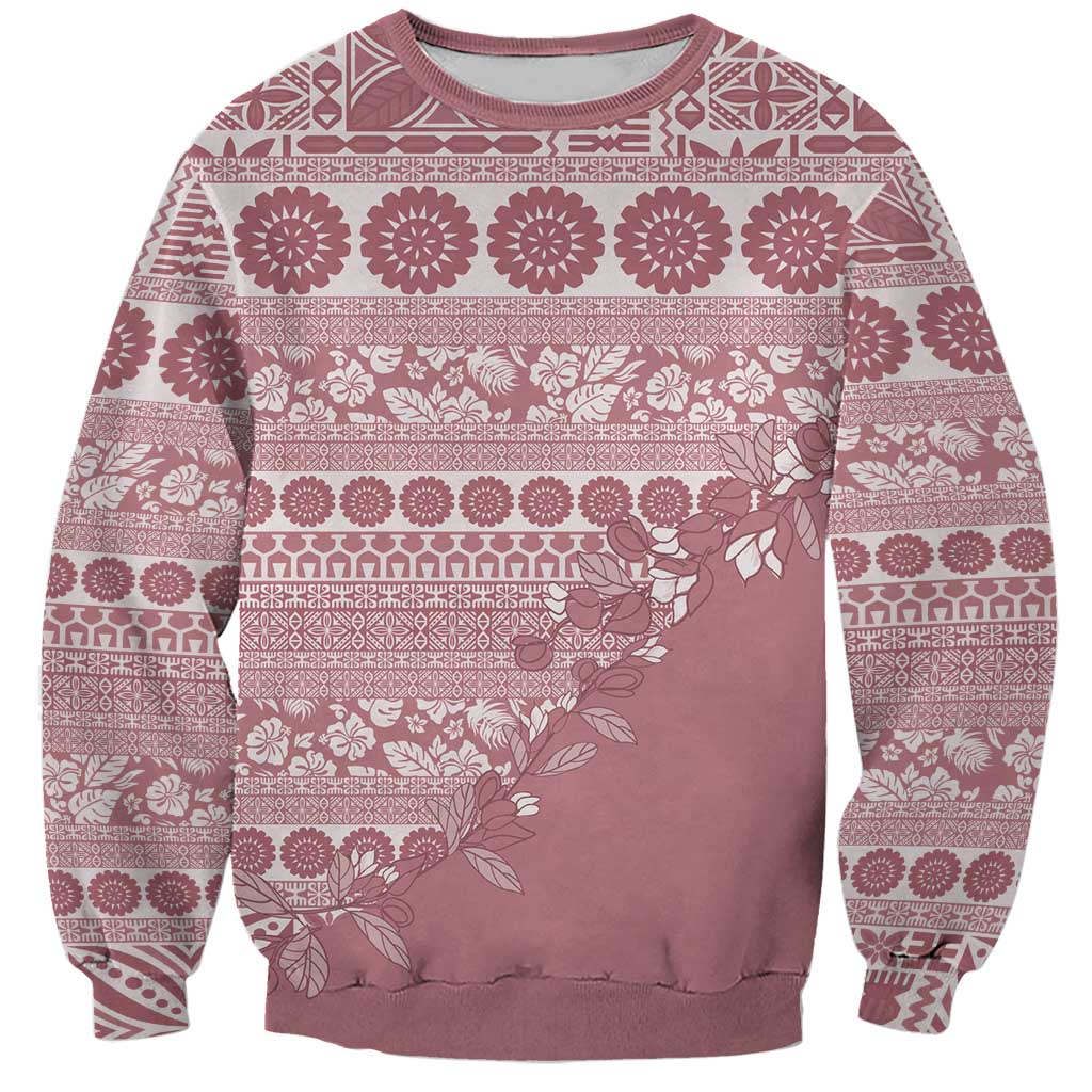 Fiji Marau na Kerisimasi Sweatshirt Dusty Rose Tagimoucia Tapa Masi Tribal LT9 Unisex Pink - Polynesian Pride