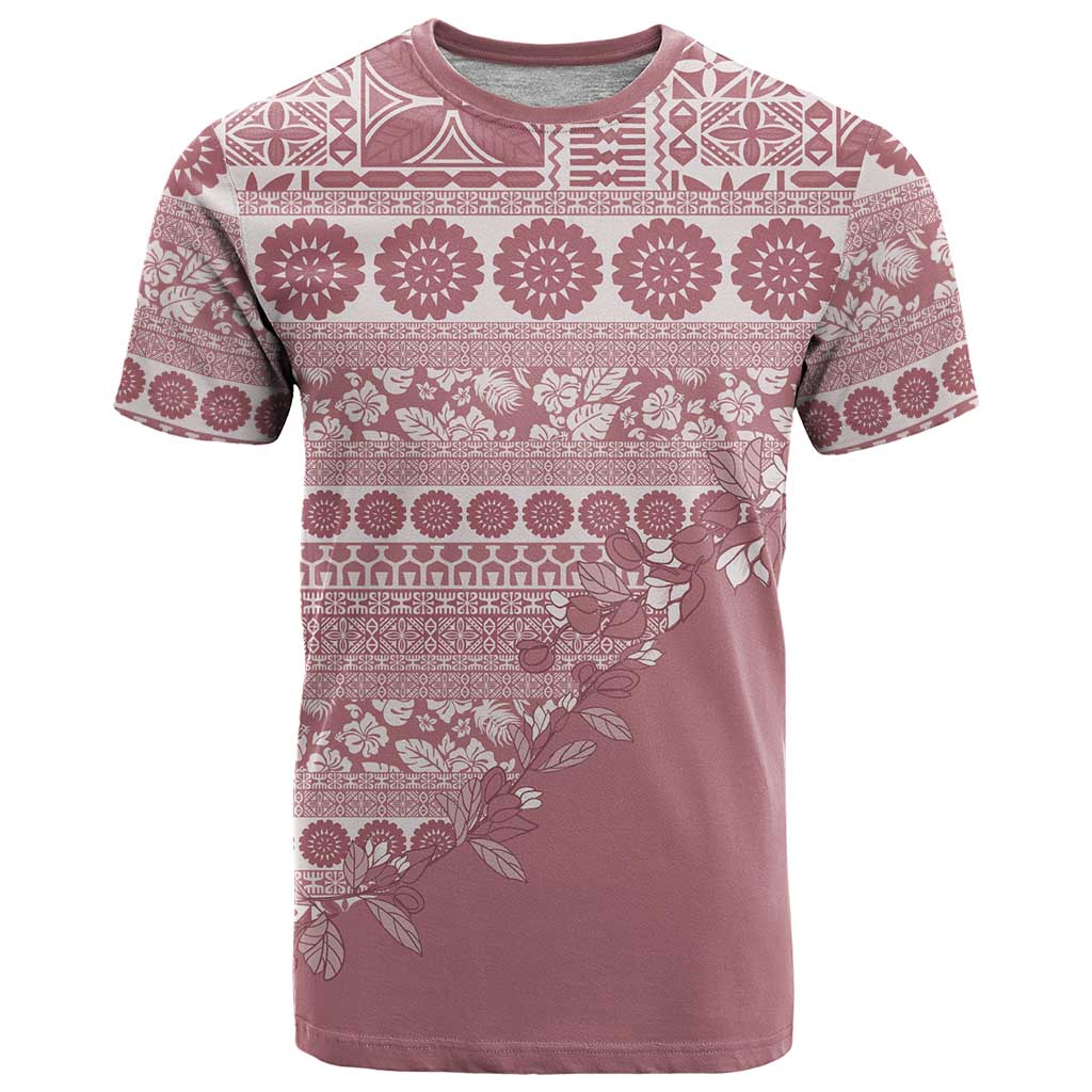 Fiji Marau na Kerisimasi T Shirt Dusty Rose Tagimoucia Tapa Masi Tribal - Polynesian Pride