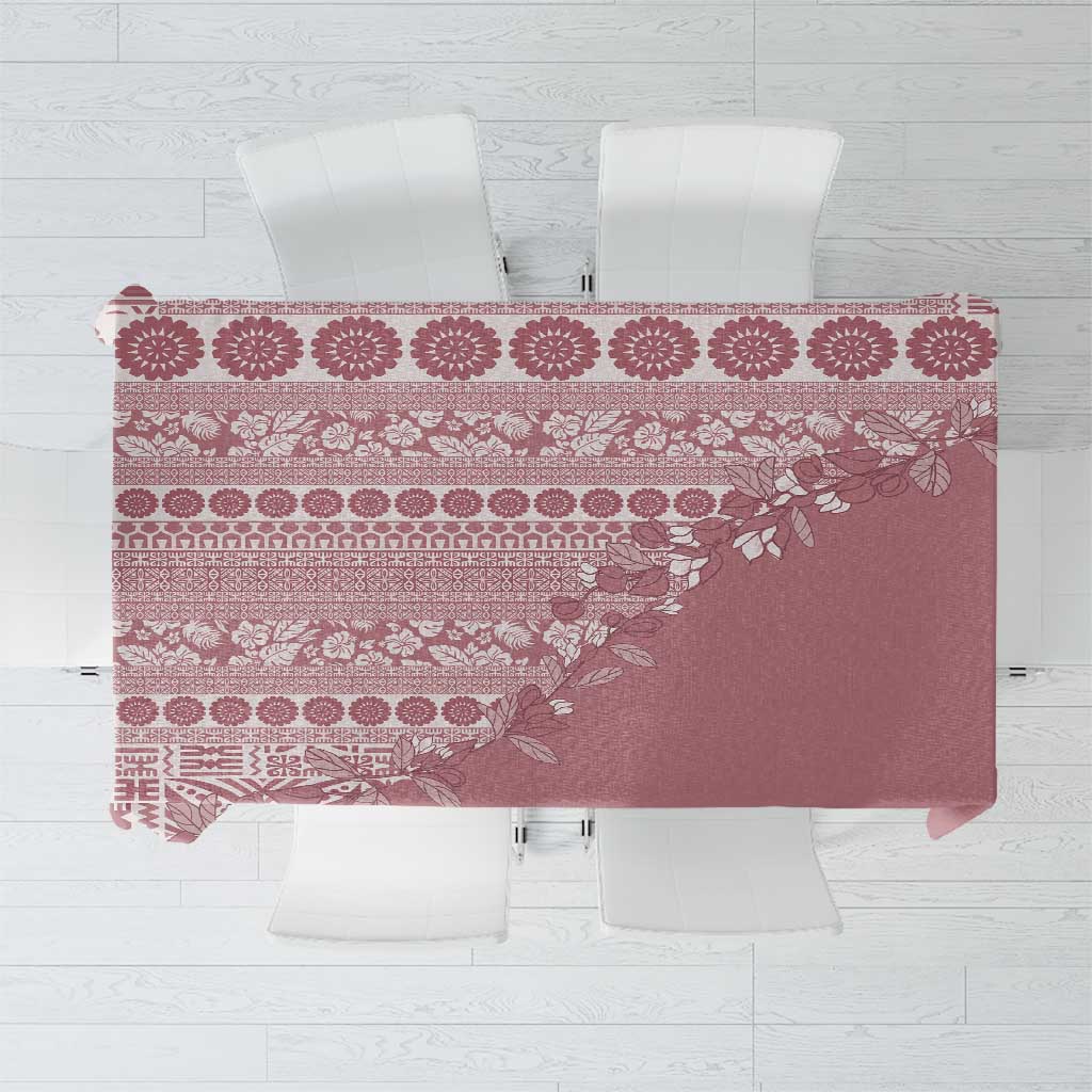 Fiji Marau na Kerisimasi Tablecloth Dusty Rose Tagimoucia Tapa Masi Tribal LT9 Pink - Polynesian Pride
