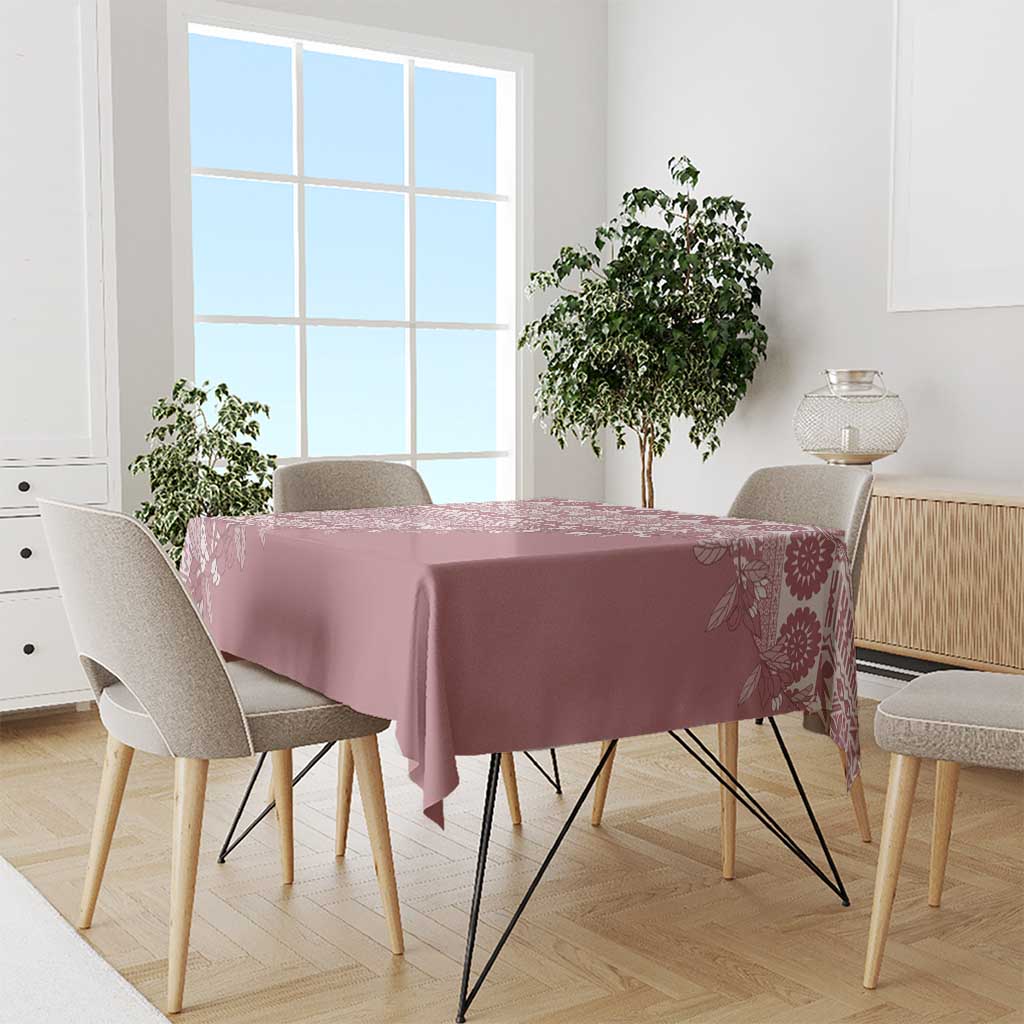 Fiji Marau na Kerisimasi Tablecloth Dusty Rose Tagimoucia Tapa Masi Tribal LT9 - Polynesian Pride