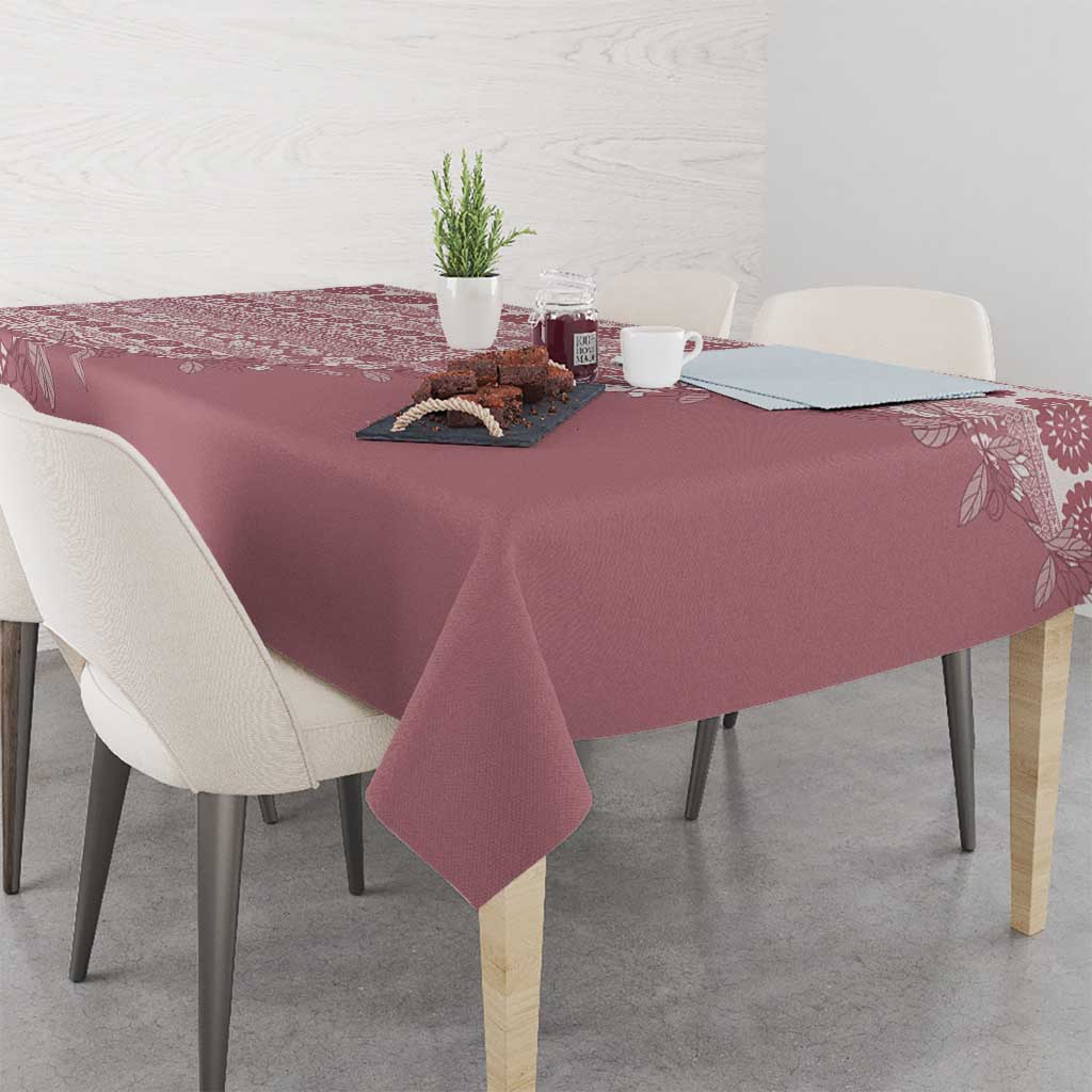 Fiji Marau na Kerisimasi Tablecloth Dusty Rose Tagimoucia Tapa Masi Tribal LT9 - Polynesian Pride