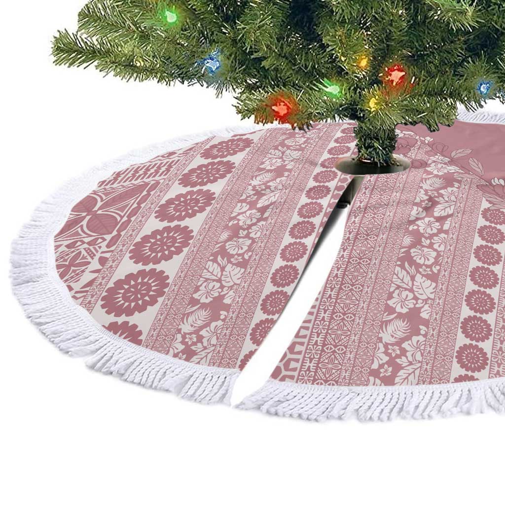 Fiji Marau na Kerisimasi Tree Skirt Dusty Rose Tagimoucia Tapa Masi Tribal LT9 - Polynesian Pride