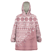 Fiji Marau na Kerisimasi Wearable Blanket Hoodie Dusty Rose Tagimoucia Tapa Masi Tribal - Polynesian Pride