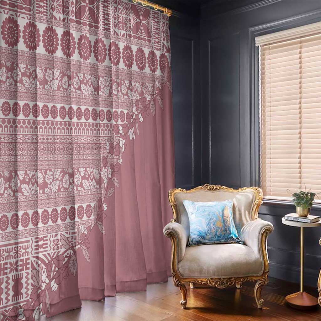 Fiji Marau na Kerisimasi Window Curtain Dusty Rose Tagimoucia Tapa Masi Tribal - Polynesian Pride