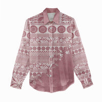 Fiji Marau na Kerisimasi Women Casual Shirt Dusty Rose Tagimoucia Tapa Masi Tribal - Polynesian Pride