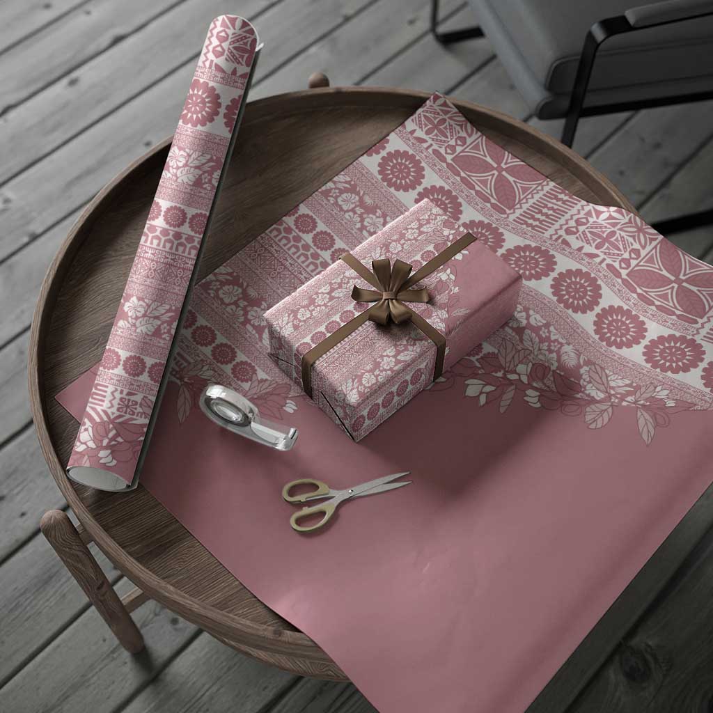 Fiji Marau na Kerisimasi Wrapping Paper Dusty Rose Tagimoucia Tapa Masi Tribal LT9 - Polynesian Pride