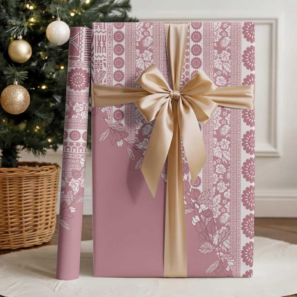 Fiji Marau na Kerisimasi Wrapping Paper Dusty Rose Tagimoucia Tapa Masi Tribal LT9 - Polynesian Pride