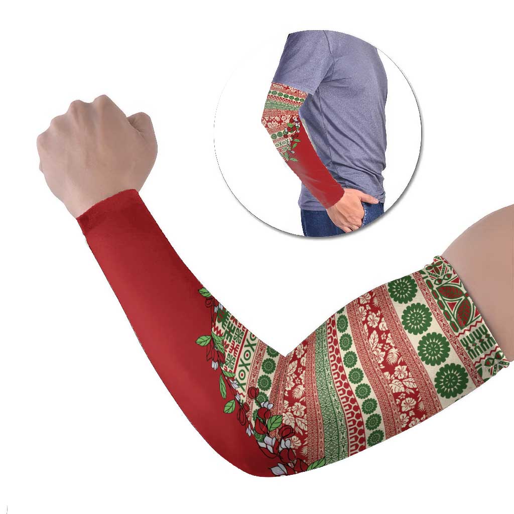 Fiji Marau na Kerisimasi Arm Sleeves Red Tagimoucia Tapa Masi Tribal LT9 Set of 2 Red - Polynesian Pride