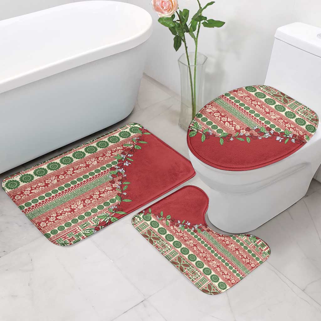 Fiji Marau na Kerisimasi Bathroom Set Red Tagimoucia Tapa Masi Tribal - Polynesian Pride