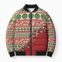 Fiji Marau na Kerisimasi Bomber Puffer Jacket Red Tagimoucia Tapa Masi Tribal LT9 Unisex Red - Polynesian Pride