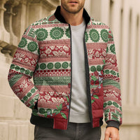 Fiji Marau na Kerisimasi Bomber Puffer Jacket Red Tagimoucia Tapa Masi Tribal LT9 - Polynesian Pride
