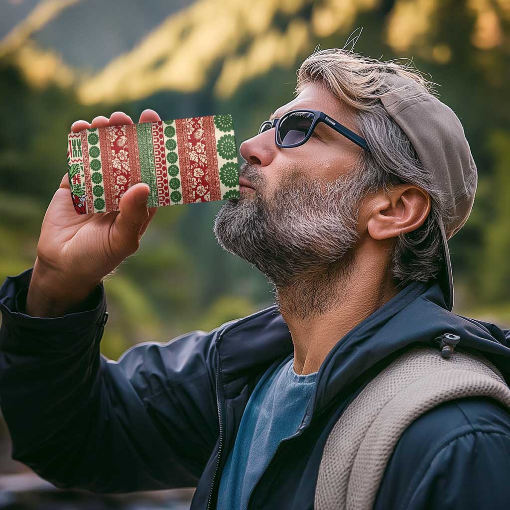 Fiji Marau na Kerisimasi 4 in 1 Can Cooler Tumbler Red Tagimoucia Tapa Masi Tribal - Polynesian Pride