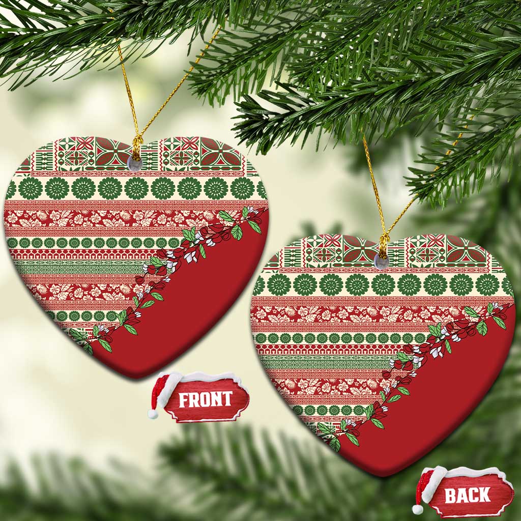 Fiji Marau na Kerisimasi Ceramic Ornament Red Tagimoucia Tapa Masi Tribal - Polynesian Pride