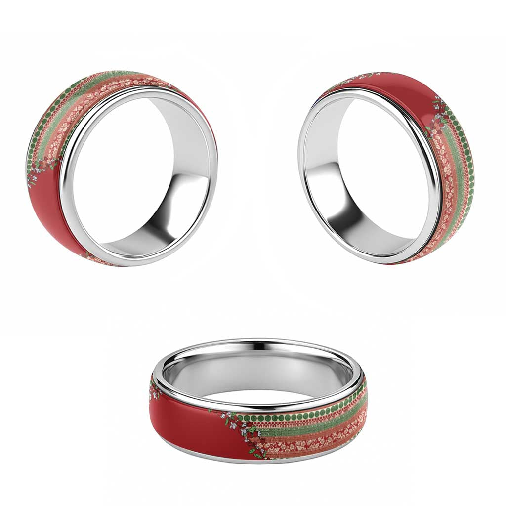 Fiji Marau na Kerisimasi Classic Ring Red Tagimoucia Tapa Masi Tribal - Polynesian Pride