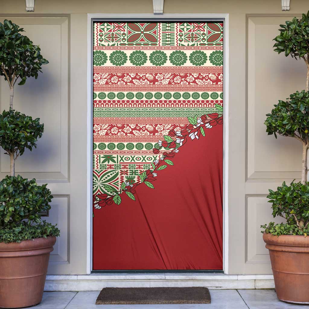 Fiji Marau na Kerisimasi Door Cover Red Tagimoucia Tapa Masi Tribal - Polynesian Pride