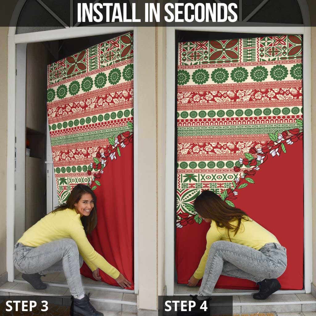 Fiji Marau na Kerisimasi Door Cover Red Tagimoucia Tapa Masi Tribal - Polynesian Pride