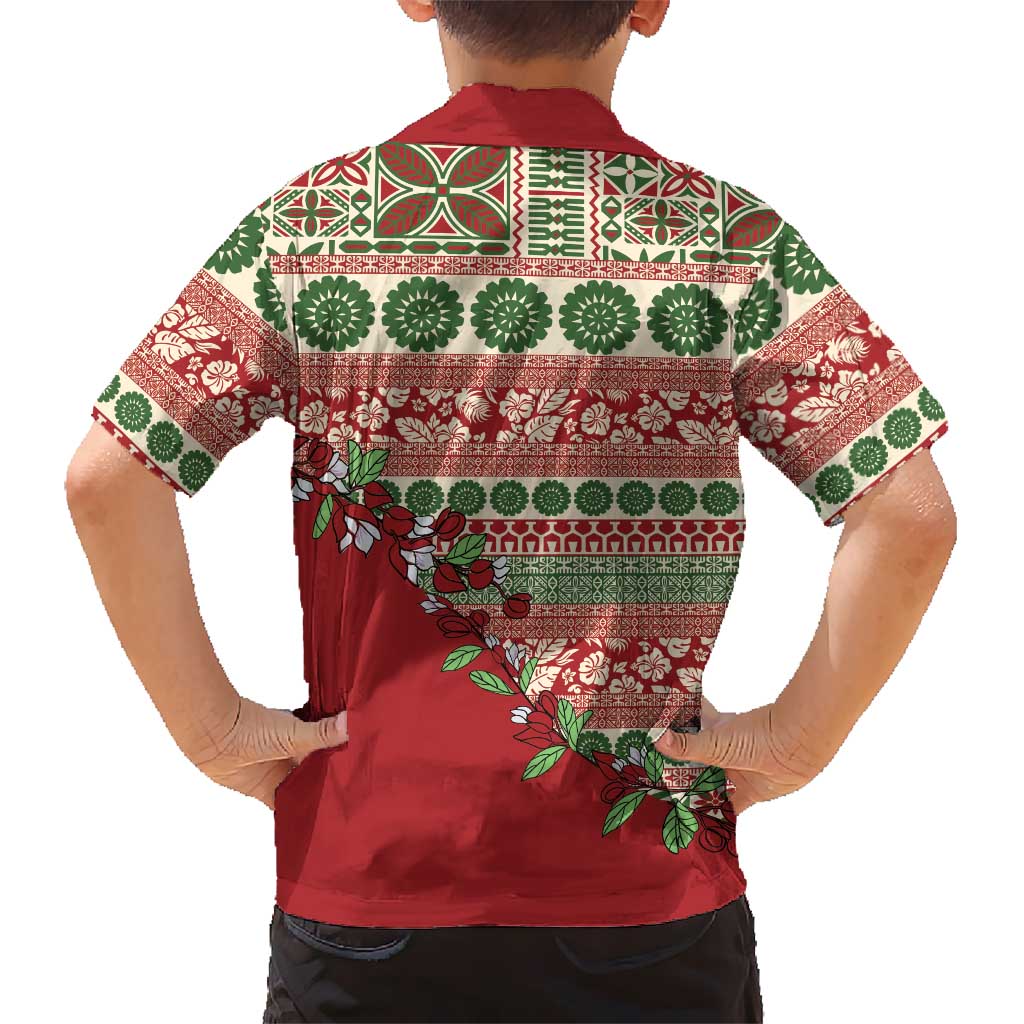 Fiji Marau na Kerisimasi Family Matching Puletasi and Hawaiian Shirt Red Tagimoucia Tapa Masi Tribal - Polynesian Pride
