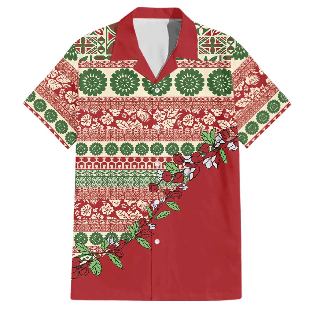 Fiji Marau na Kerisimasi Family Matching Puletasi and Hawaiian Shirt Red Tagimoucia Tapa Masi Tribal - Polynesian Pride