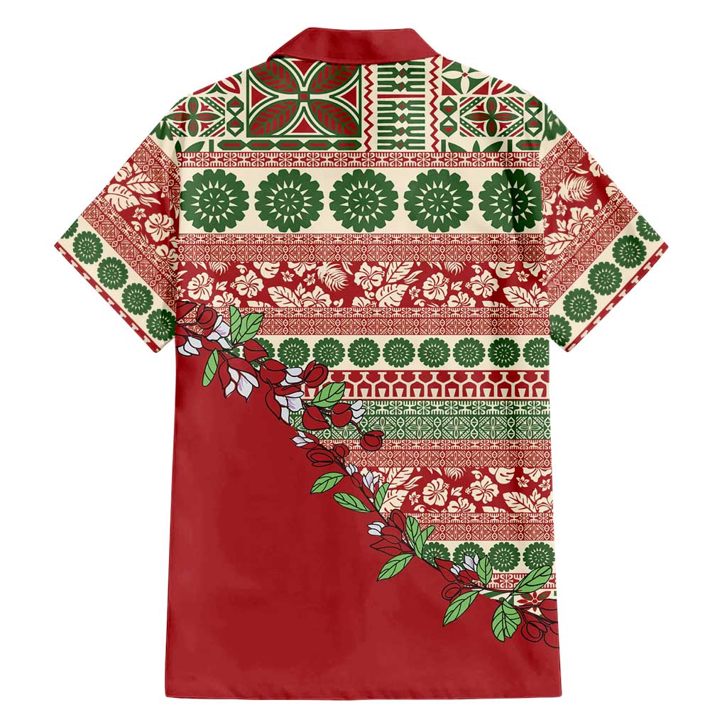 Fiji Marau na Kerisimasi Family Matching Puletasi and Hawaiian Shirt Red Tagimoucia Tapa Masi Tribal - Polynesian Pride