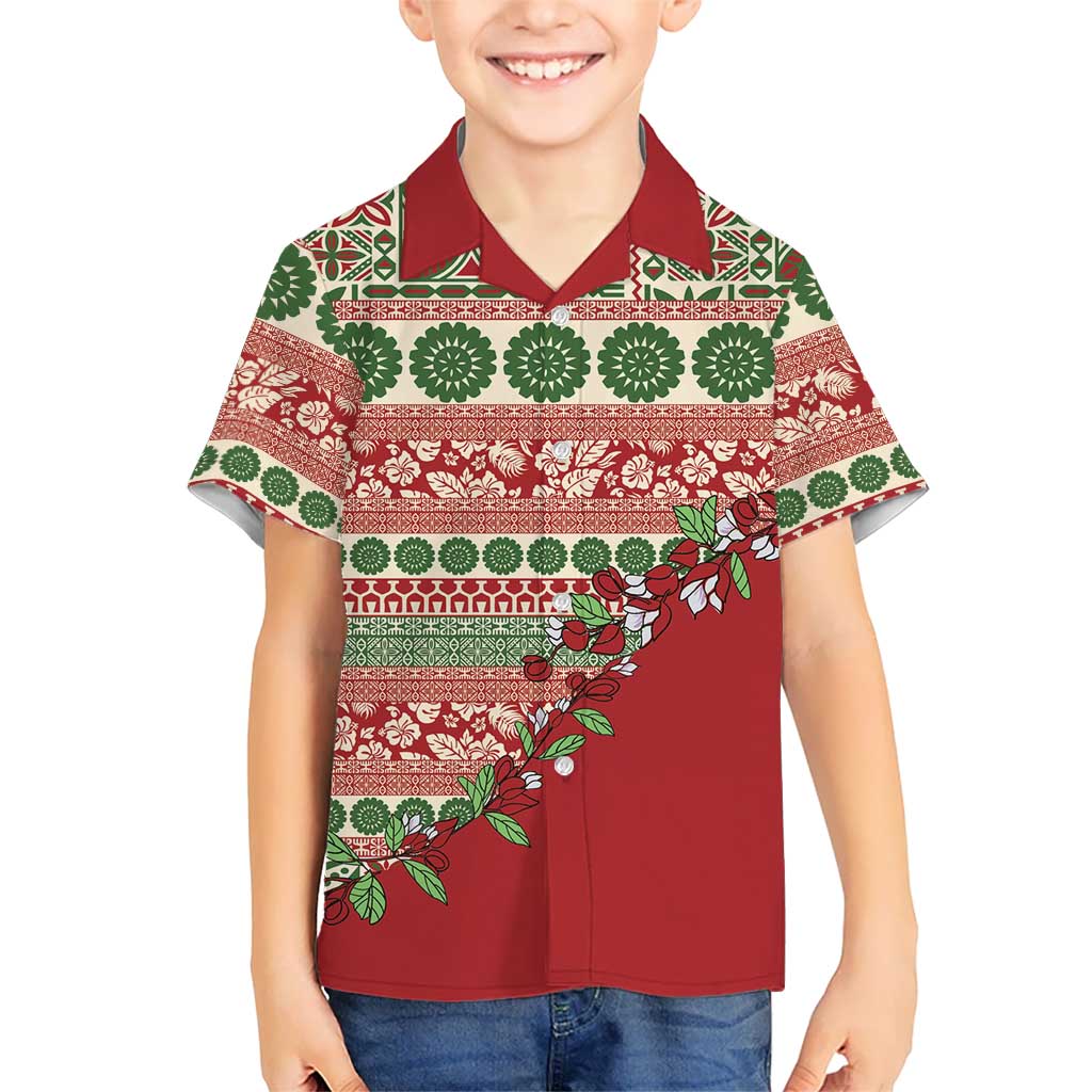Fiji Marau na Kerisimasi Family Matching Puletasi and Hawaiian Shirt Red Tagimoucia Tapa Masi Tribal - Polynesian Pride