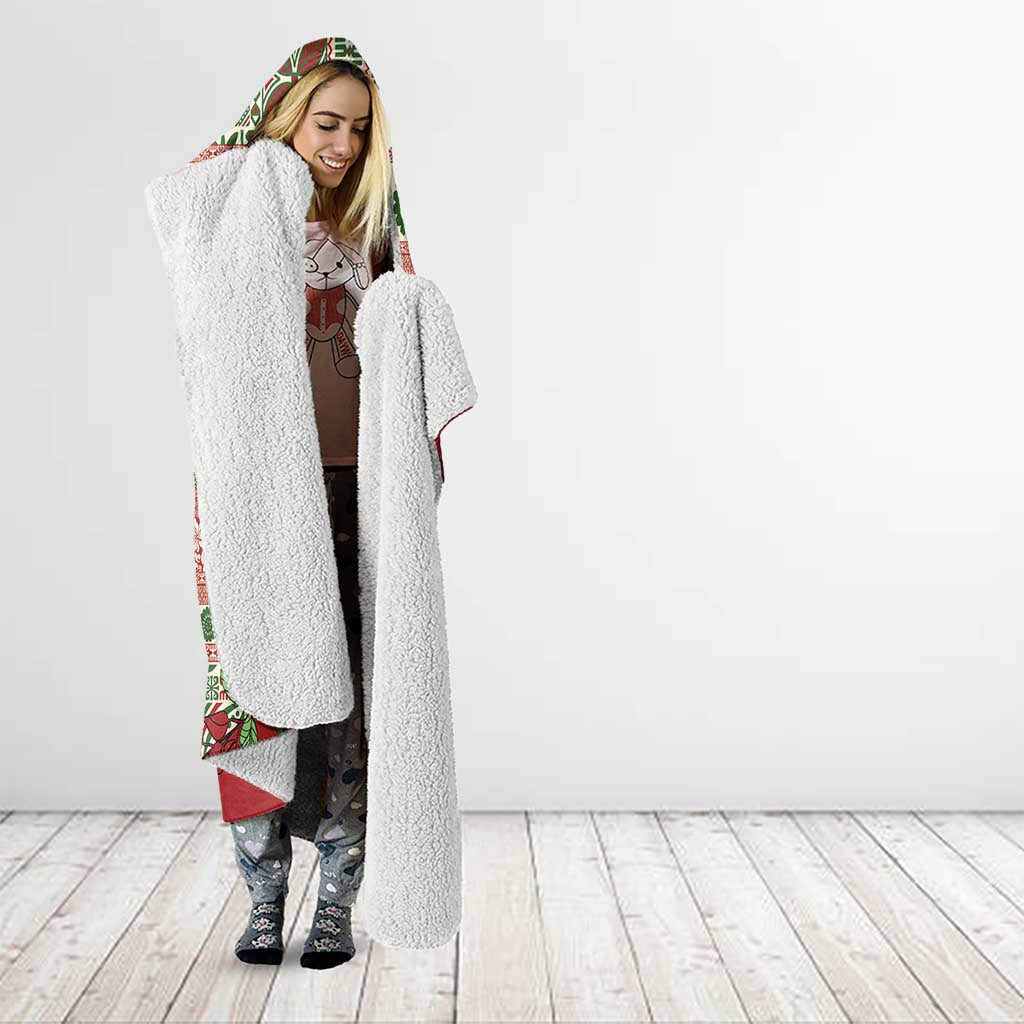 Fiji Marau na Kerisimasi Hooded Blanket Red Tagimoucia Tapa Masi Tribal - Polynesian Pride