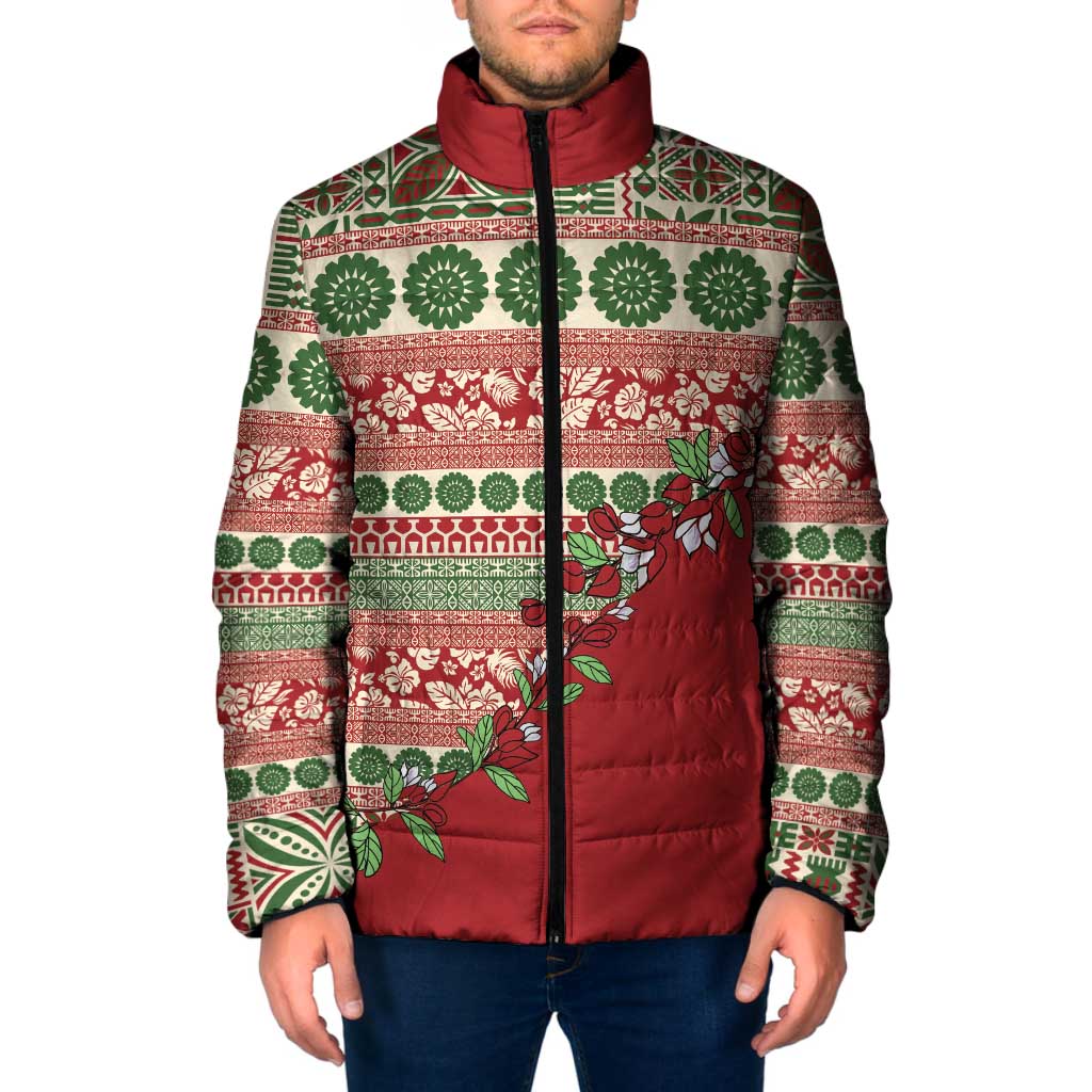 Fiji Marau na Kerisimasi Padded Jacket Red Tagimoucia Tapa Masi Tribal LT9 Men Red - Polynesian Pride