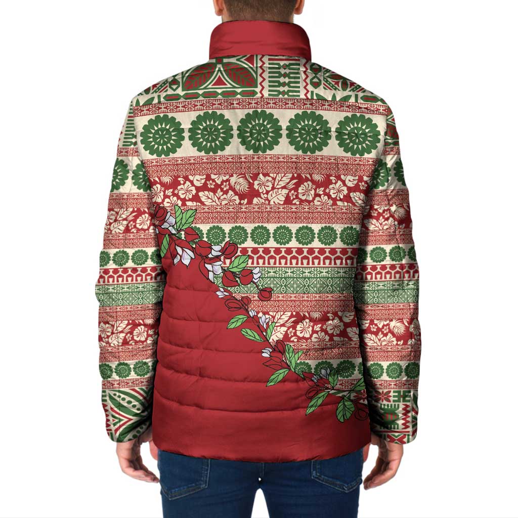 Fiji Marau na Kerisimasi Padded Jacket Red Tagimoucia Tapa Masi Tribal LT9 - Polynesian Pride