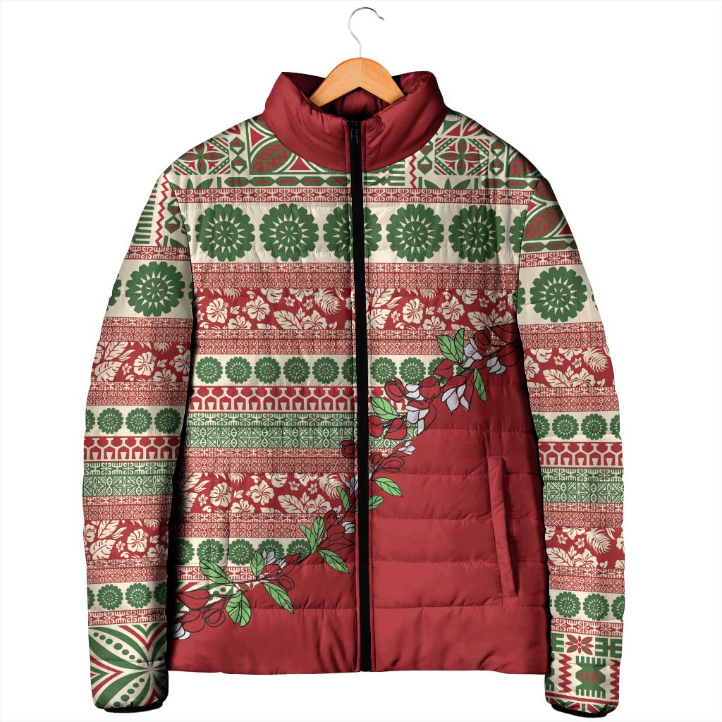 Fiji Marau na Kerisimasi Padded Jacket Red Tagimoucia Tapa Masi Tribal LT9 - Polynesian Pride