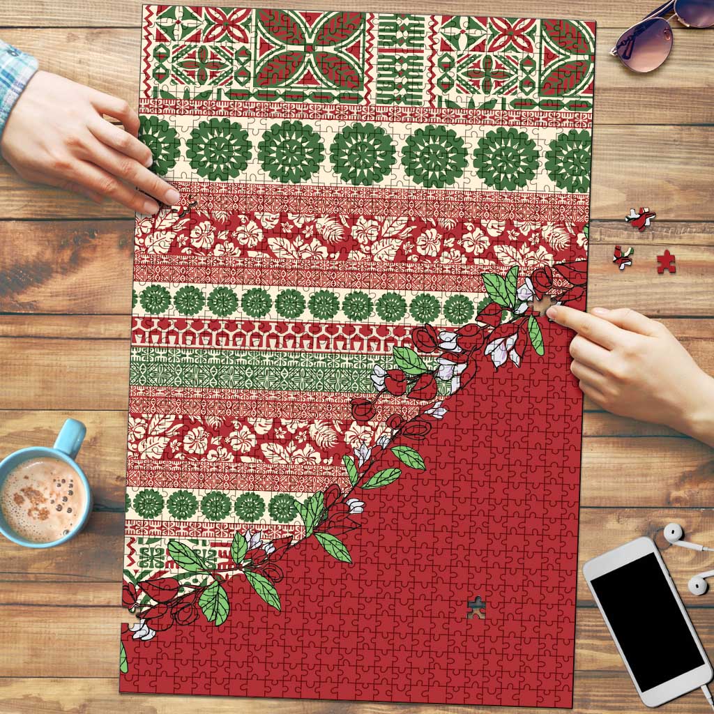 Fiji Marau na Kerisimasi Puzzle Red Tagimoucia Tapa Masi Tribal LT9 Red - Polynesian Pride