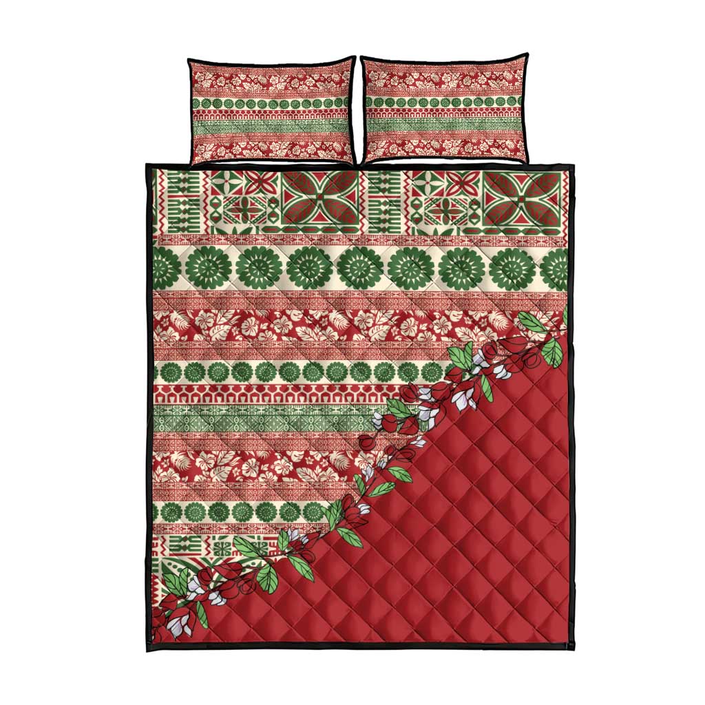 Fiji Marau na Kerisimasi Quilt Bed Set Red Tagimoucia Tapa Masi Tribal - Polynesian Pride