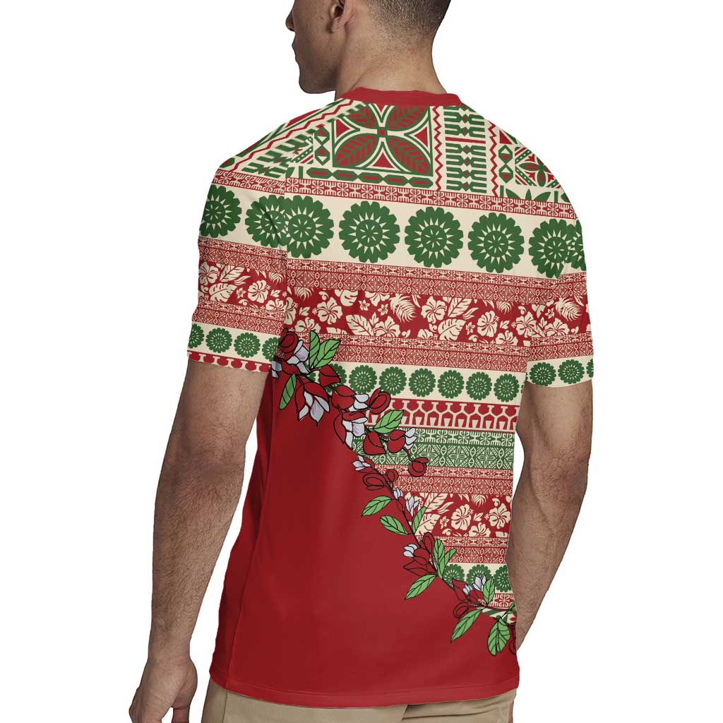 Fiji Marau na Kerisimasi Rugby Jersey Red Tagimoucia Tapa Masi Tribal - Polynesian Pride