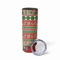 Fiji Marau na Kerisimasi Skinny Tumbler Red Tagimoucia Tapa Masi Tribal - Polynesian Pride