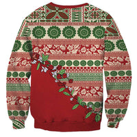Fiji Marau na Kerisimasi Sweatshirt Red Tagimoucia Tapa Masi Tribal LT9 - Polynesian Pride