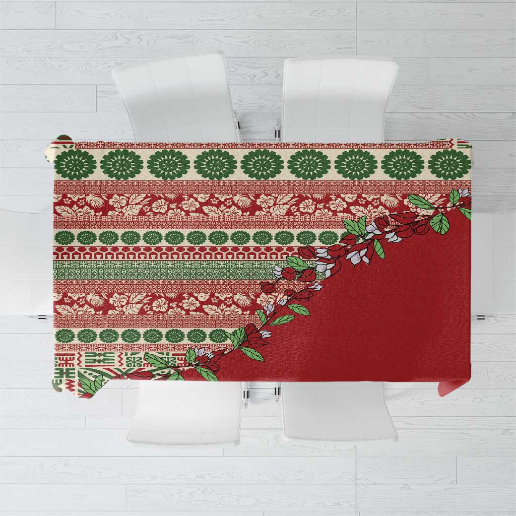 Fiji Marau na Kerisimasi Tablecloth Red Tagimoucia Tapa Masi Tribal LT9 Red - Polynesian Pride