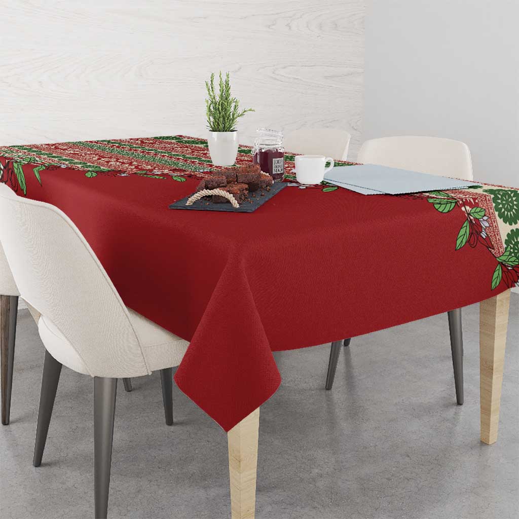 Fiji Marau na Kerisimasi Tablecloth Red Tagimoucia Tapa Masi Tribal LT9 - Polynesian Pride